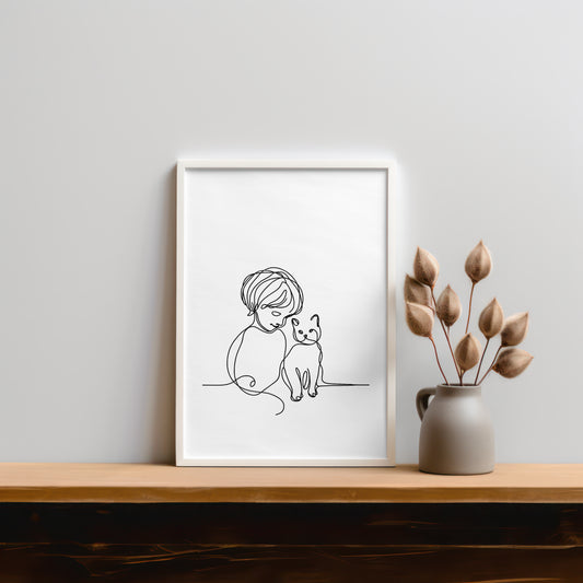 Child Cat Digital Decor